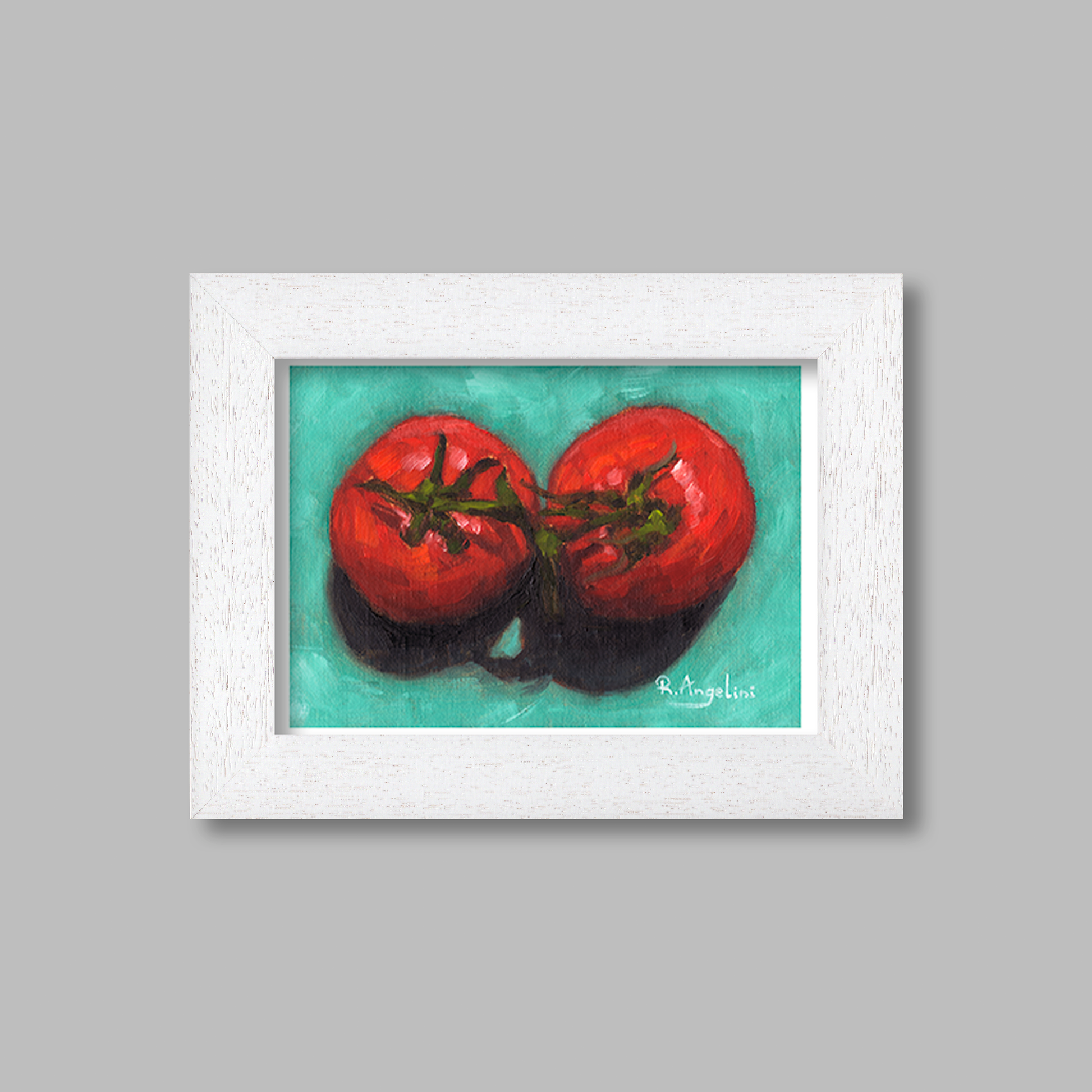 White Framed Pair of Tomatoes Giclee Art Print