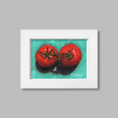 White Framed Pair of Tomatoes Giclee Art Print