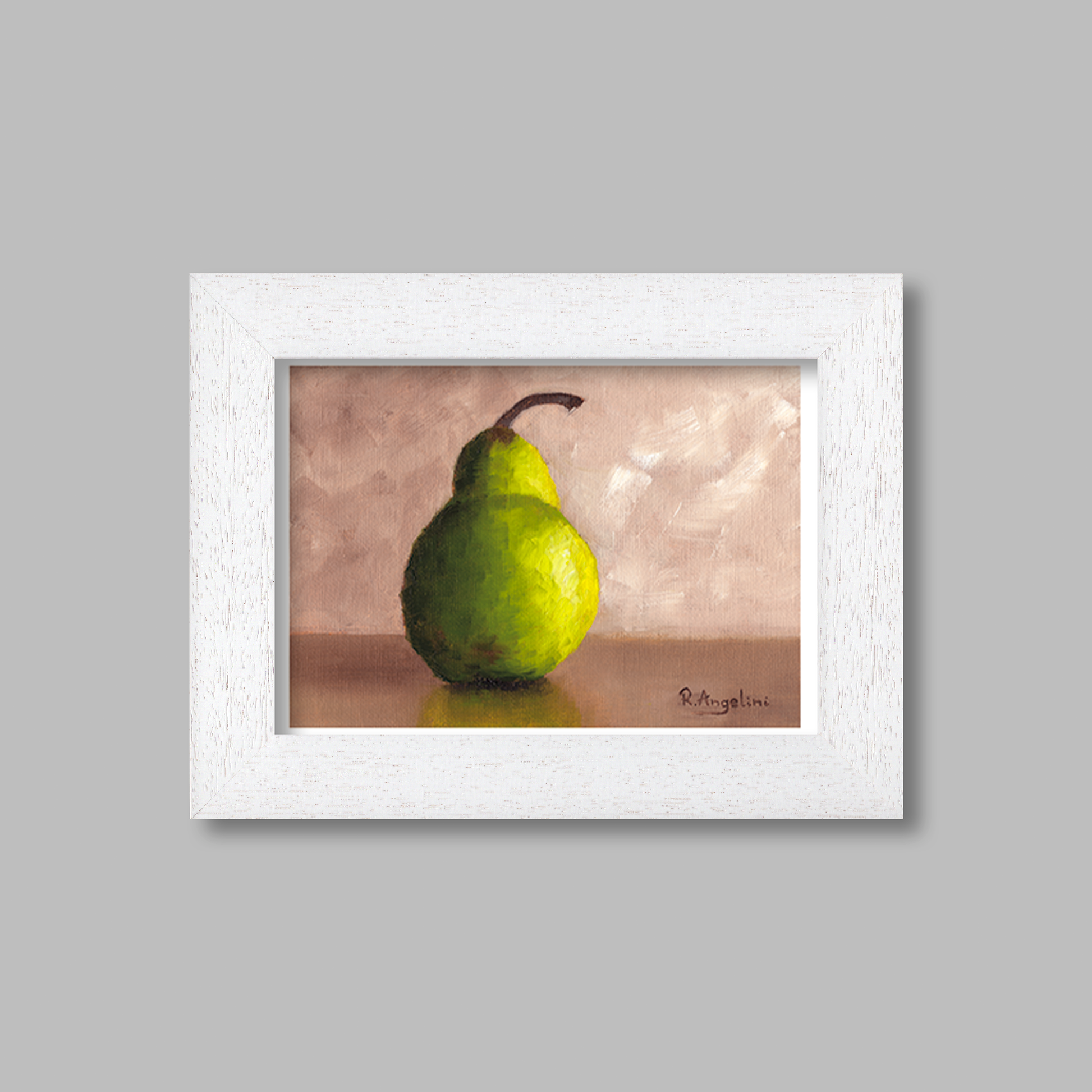 White Framed Pear Giclee Art Print