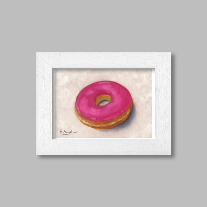 White Framed Pink Donut Giclee Art Print