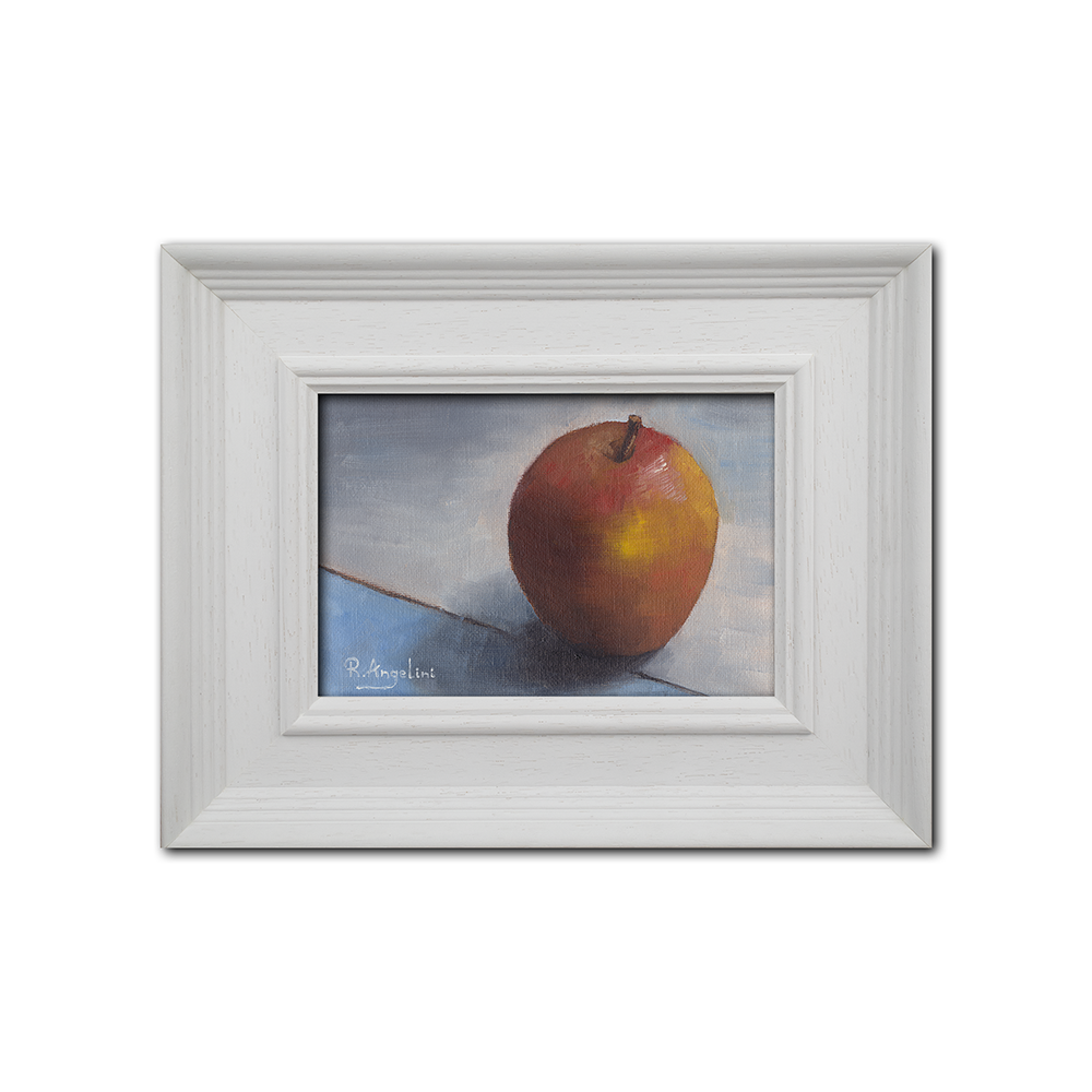 White Framed Red Apple - Original Artwork