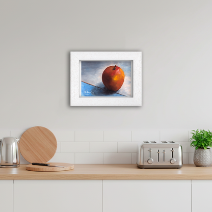 White Framed Red Apple Giclee Art Print in Kitchen