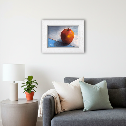 White Framed Red Apple Giclee Art Print in Living Room