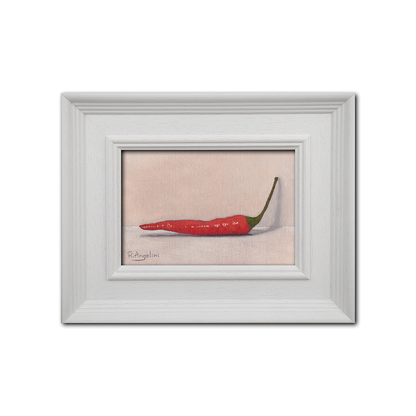 White Framed Red Bird's Eye Chilli - Original Artwork