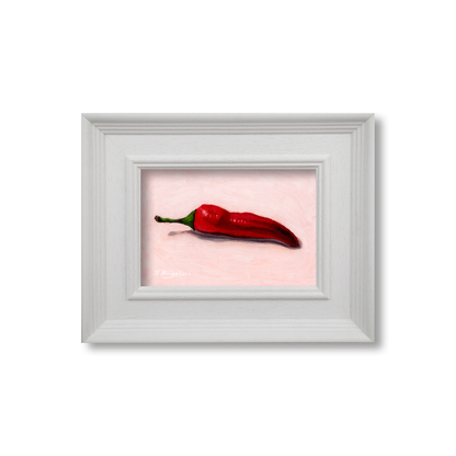 White Framed Red Chilli - Original Artwork