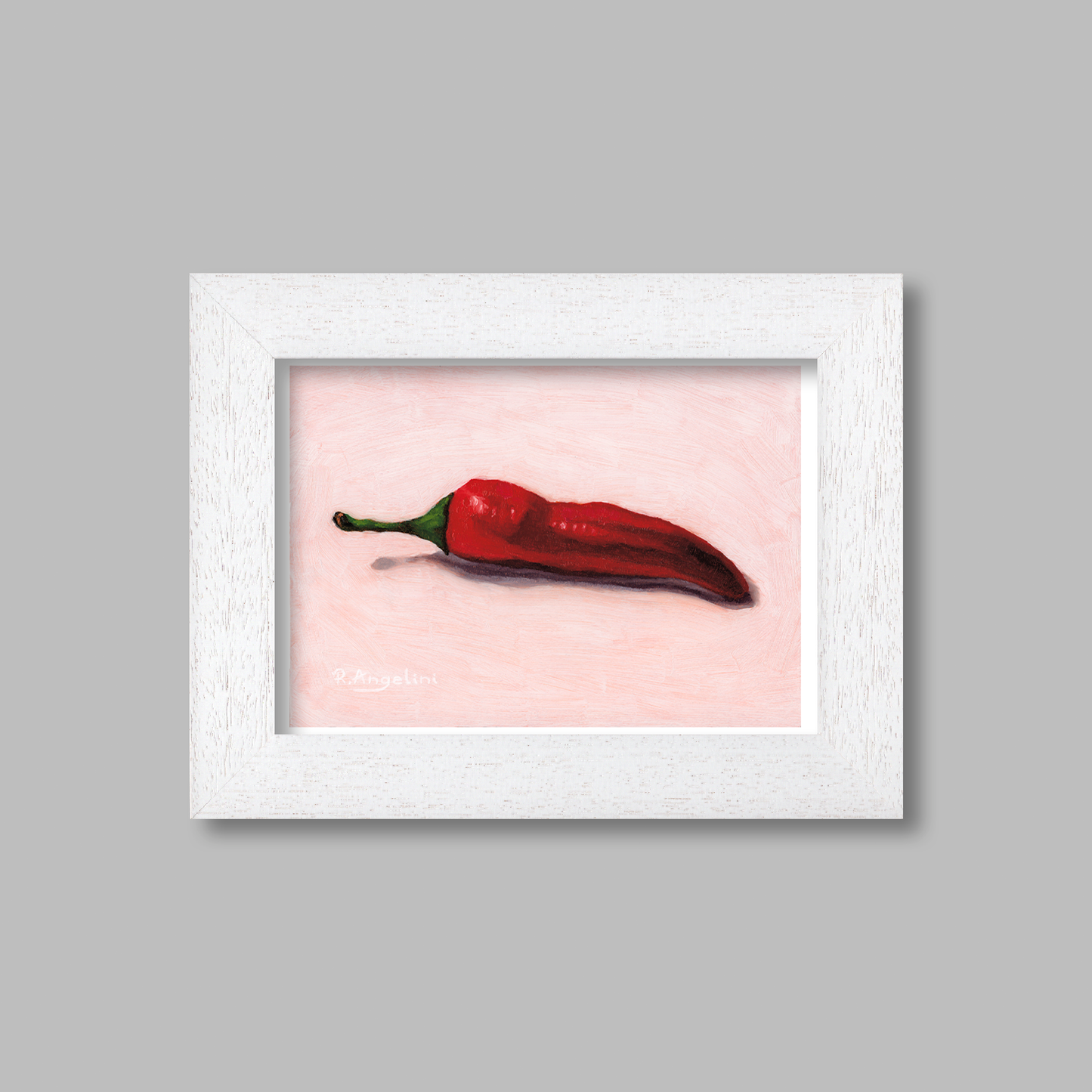 White Framed Red Chilli Giclee Art Print
