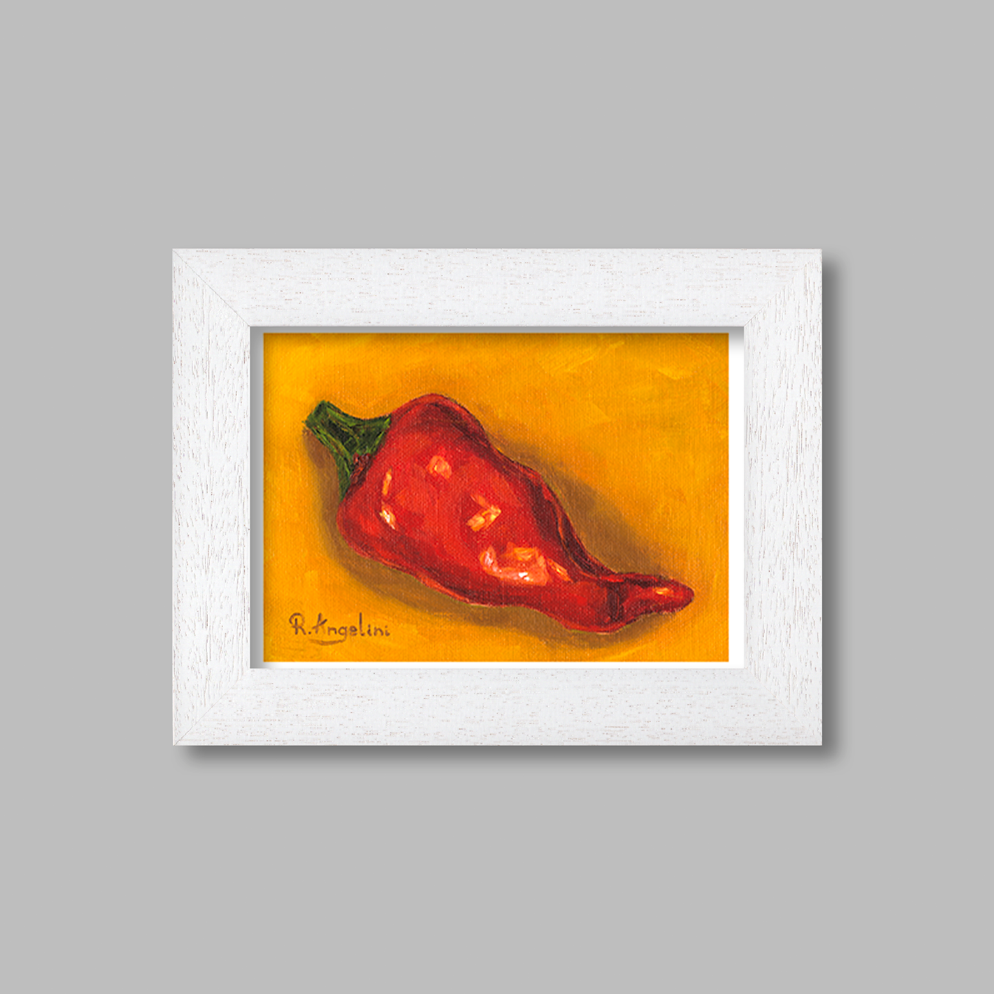 White Framed Red Pepper Giclee Art Print