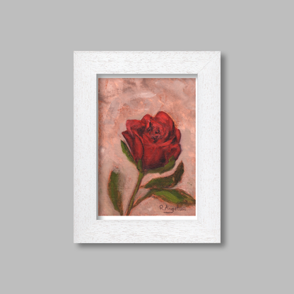 White Framed Red Rose Giclee Art Print