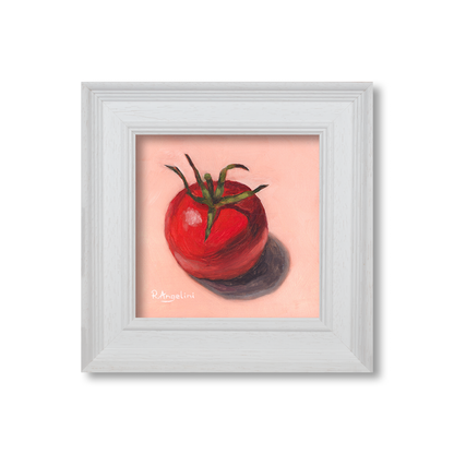 White Framed Square Tomato - Original Artwork