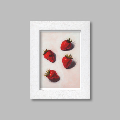 White Framed Strawberries 2 Giclee Art Print