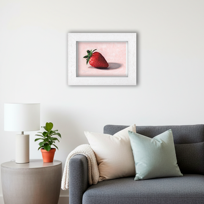 White Framed Strawberry 2 Giclee Art Print in Living Room