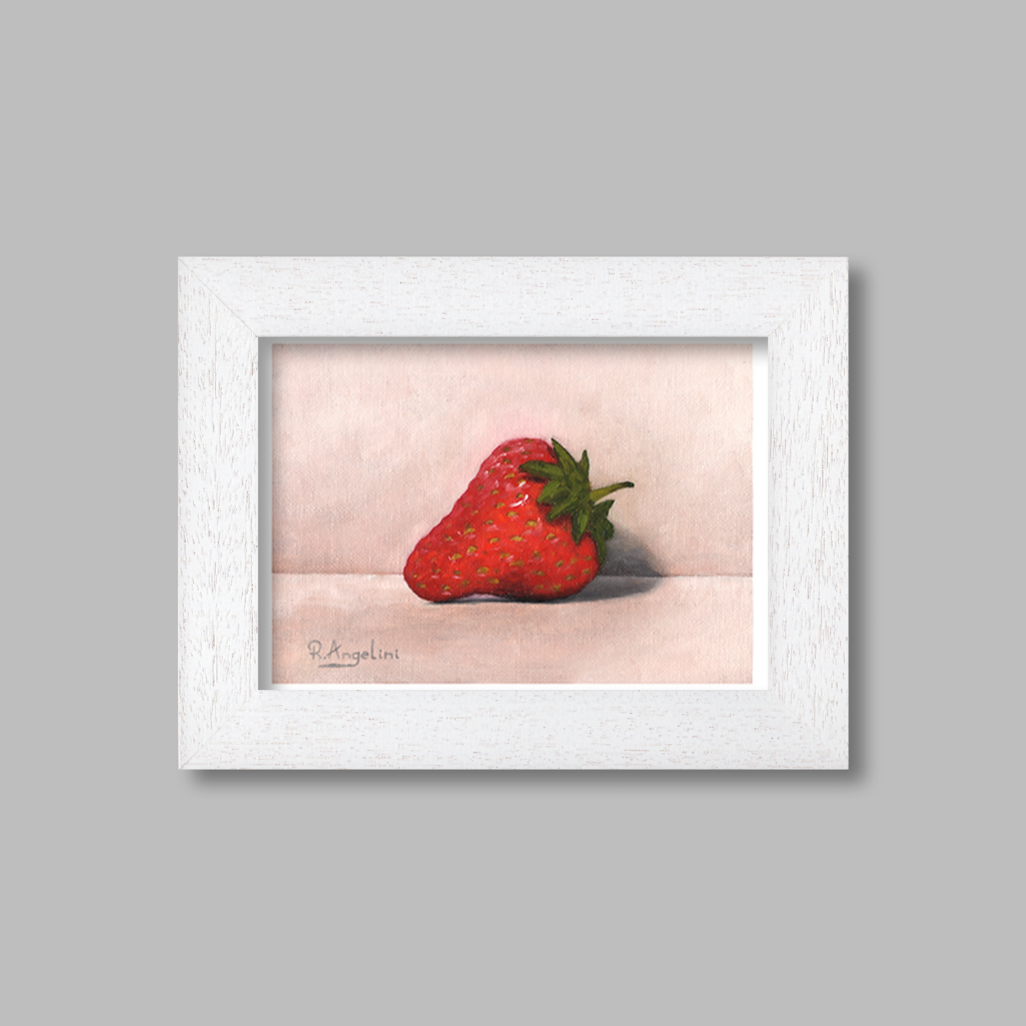 White Framed Strawberry Giclee Art Print