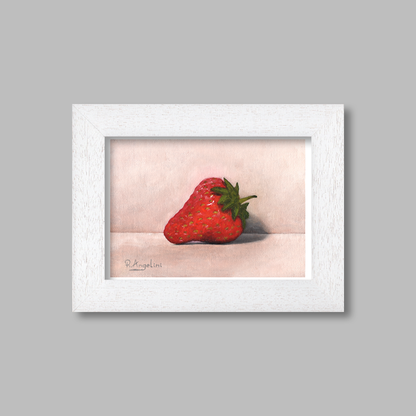 White Framed Strawberry Giclee Art Print