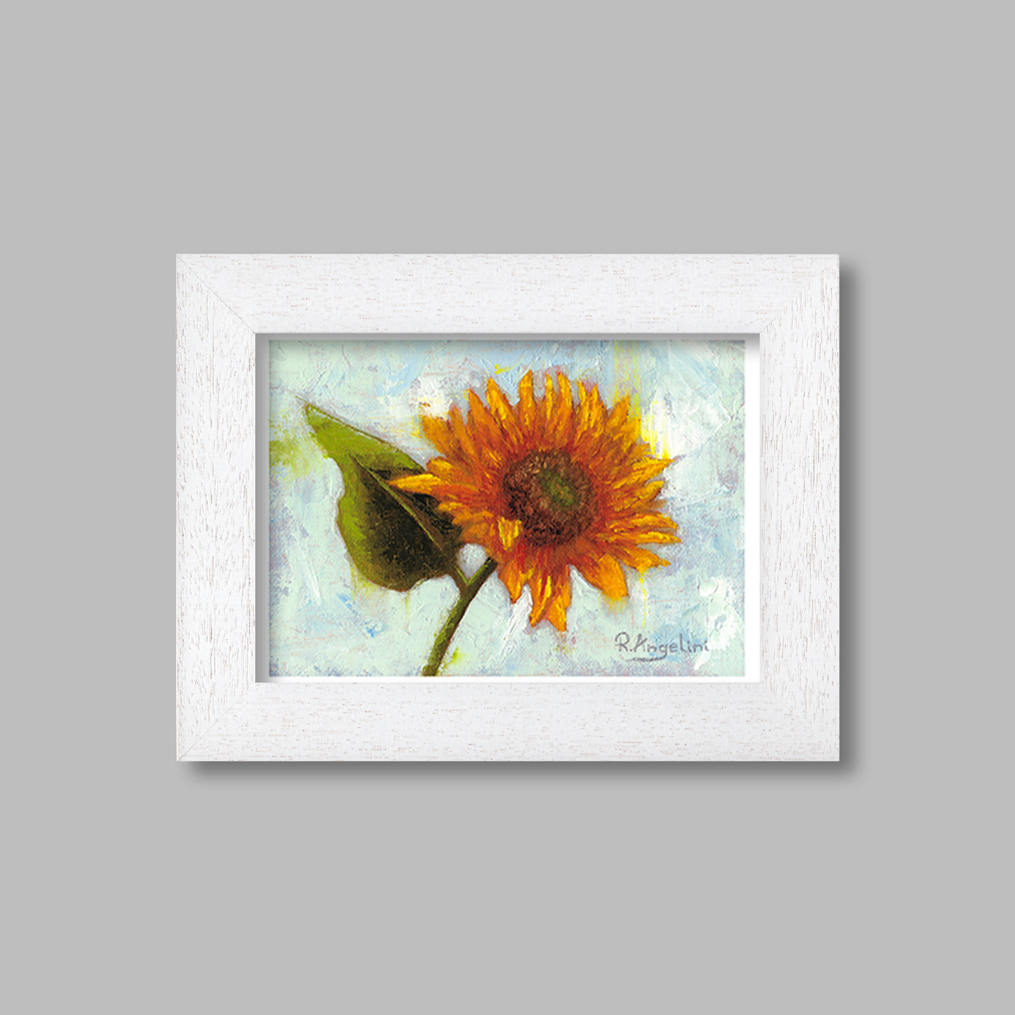 White Framed Sunflower Giclee Art Print