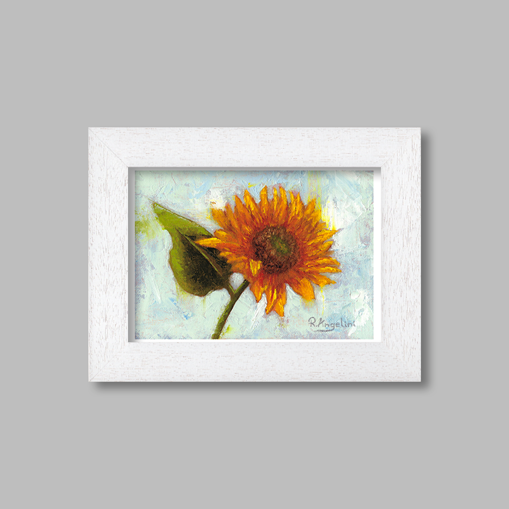 White Framed Sunflower Giclee Art Print