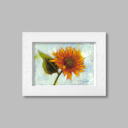 White Framed Sunflower Giclee Art Print