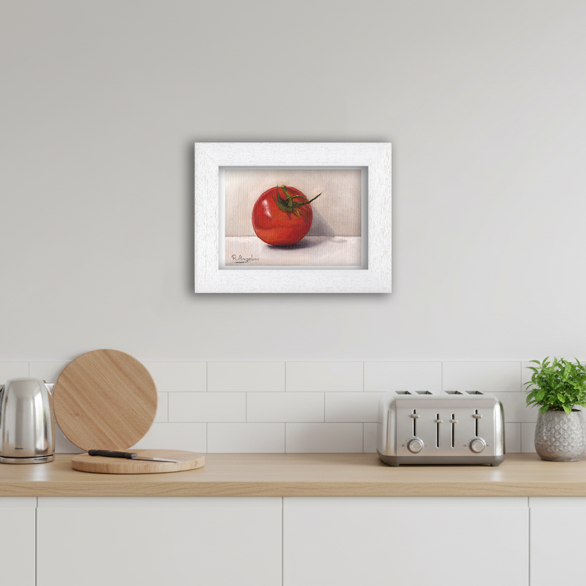 White Framed Tomato Giclee Art Print in Kitchen