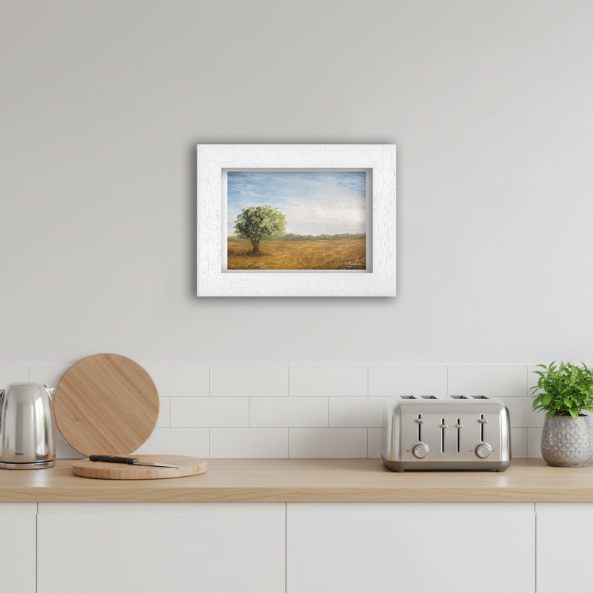 White Framed Tree in a Field Giclee Art Print in Kitchen
