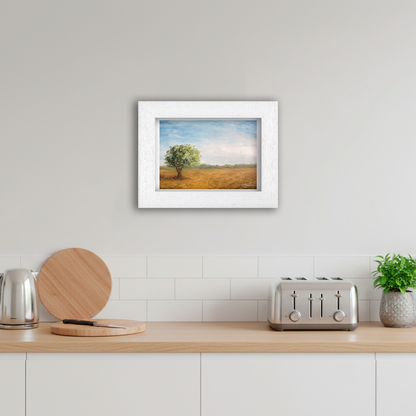 White Framed Tree in a Field Giclee Art Print in Kitchen