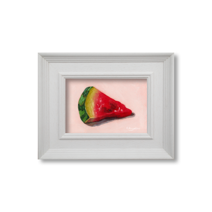 White Framed Watermelon Slice - Original Artwork