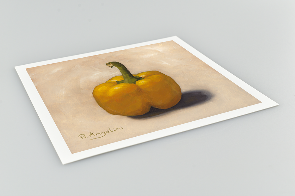 Yellow Pepper Square Giclee Art Print Close Up