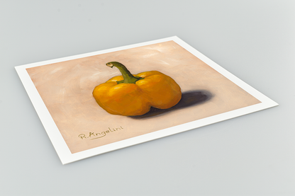 Yellow Pepper Square Giclee Art Print Close Up